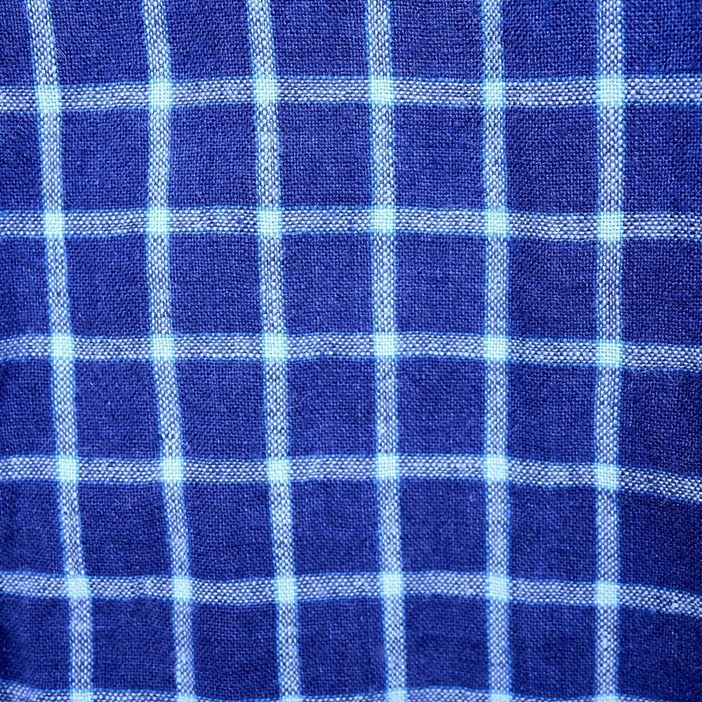 Banana Republic Mens Blue Windowpane 100% Linen Camden Standard Fit Shirt M